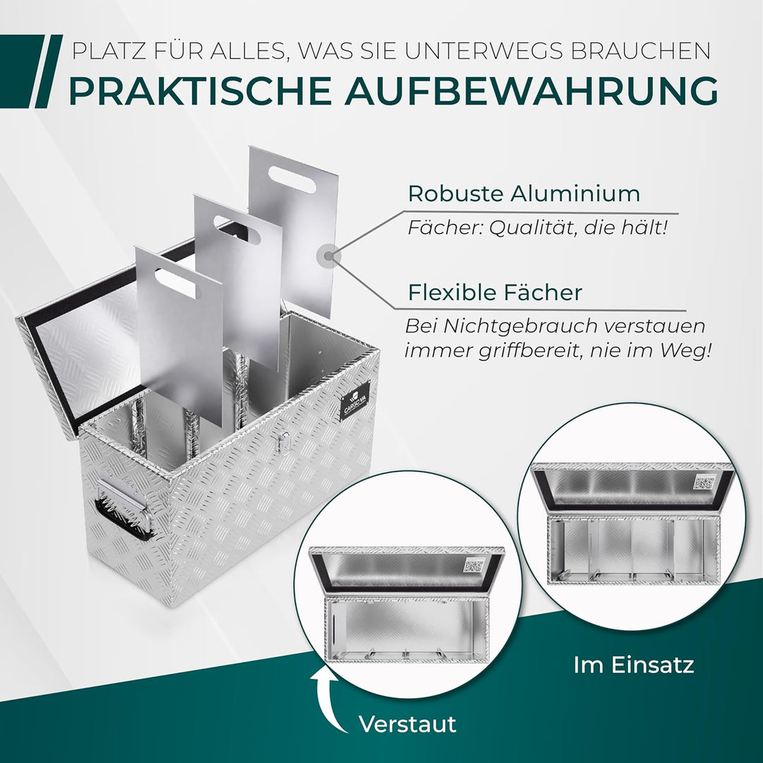 CARGO VA - Wasserfeste Deichselbox - Mit Befestigung & Vorhängeschloss - Abschliessbare Anhängerbox
