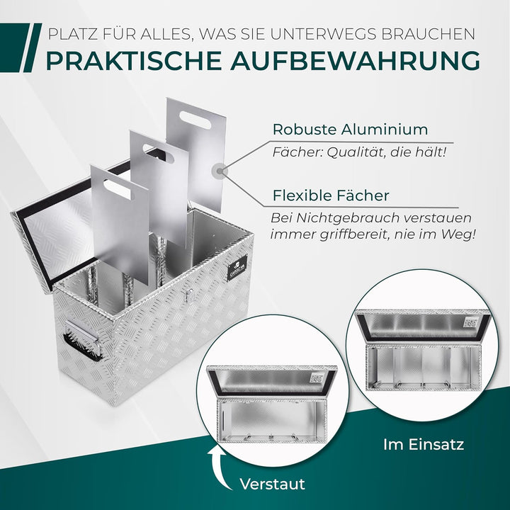 CARGO VA - Wasserfeste Deichselbox - Mit Befestigung & Vorhängeschloss - Abschliessbare Anhängerbox