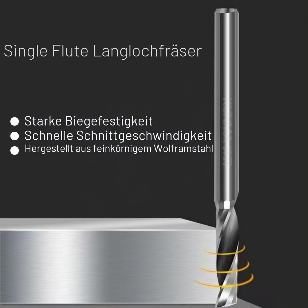 Spiralnutfräser 4mm, 10 Stück CNC Fräser Holzfräser, Wolframkarbid Einzel Flöte Schaftfräser Router