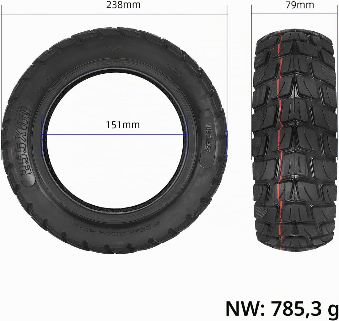 VOLOHAS 255 * 80 Offroad-Tubeless Reifen 10 Zoll Ersatzräder Reifen für Zero 10X Elektroroller Verdi