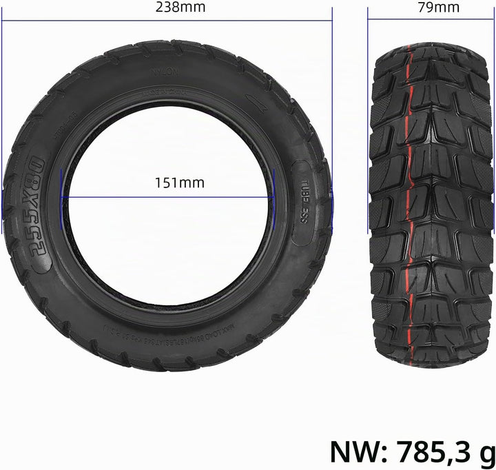 VOLOHAS 255 * 80 Offroad-Tubeless Reifen 10 Zoll Ersatzräder Reifen für Zero 10X Elektroroller Verdi