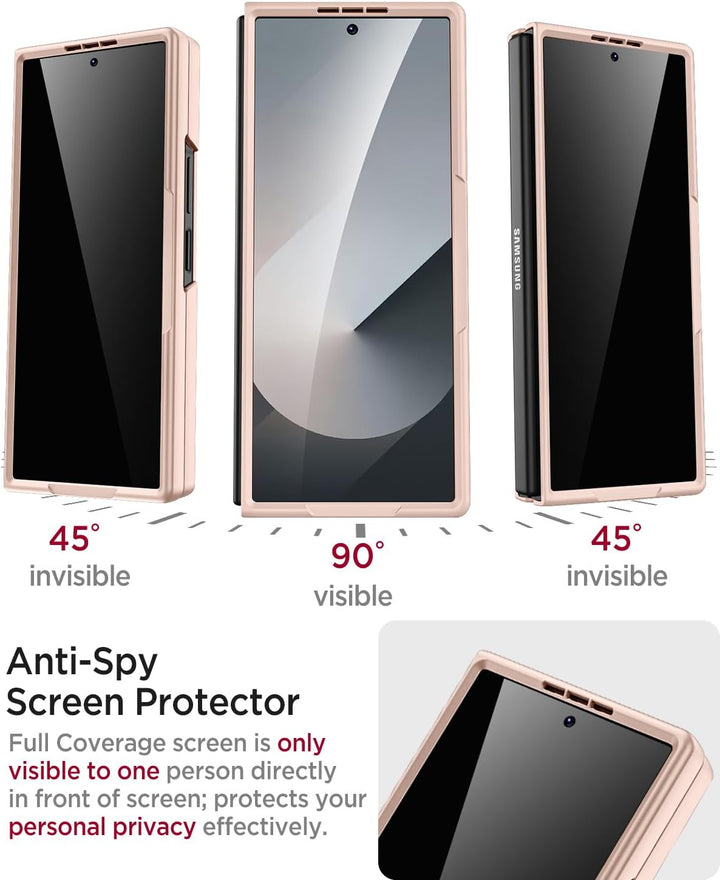 Miimall Kompatibel mit Samsung Galaxy Z Fold 7 Hülle mit S-Pen Holder, [Anti-SPY Displayschutz] Ultr