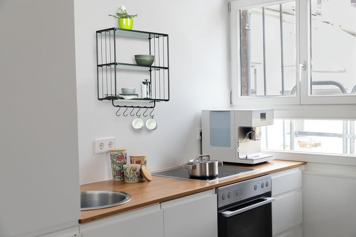 WENKO Wandregal Industrial, 3 Etagen, modernes Regal im Industrie-Stil mit Hakenleiste für Handtüche
