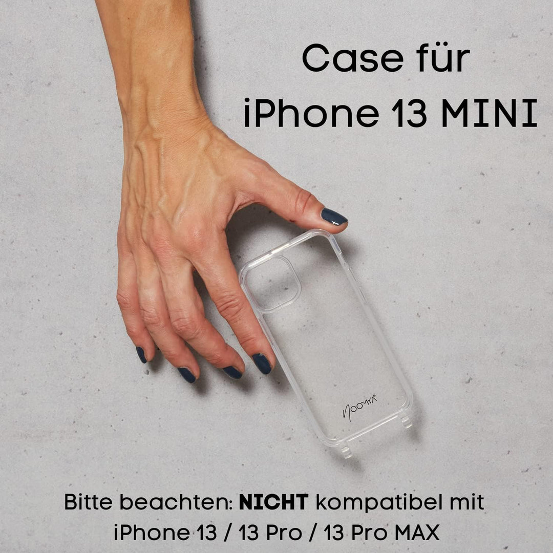 NOOMYA® Premium Fashion Handykette | Set Handyhülle iPhone 13 Mini &amp; Handyband Phantom Grey | Handyg
