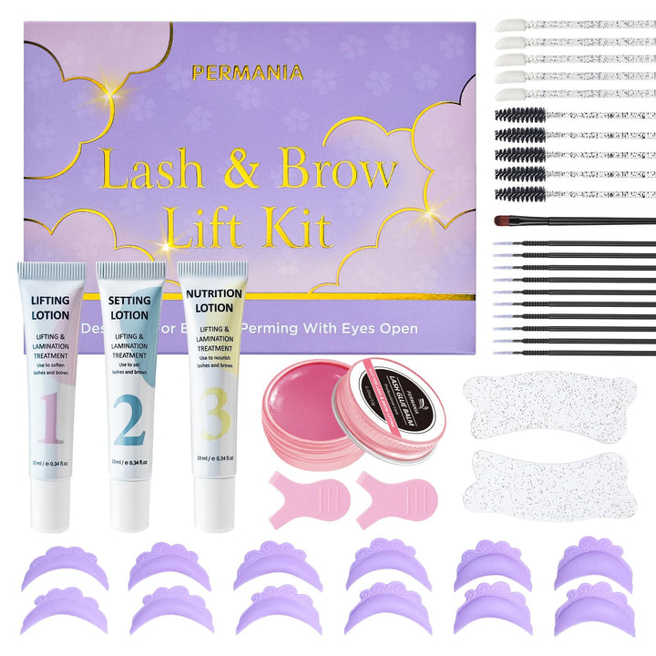 PERMANIA Wimpernlifting Set, Anfängerfreundliches Lash Lifting Set mit offenen Augen Silikonpads, 15