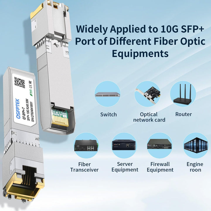 QSFPTEK 10G SFP+ Kupfer RJ45 Modul 10GBASE-T Transceiver Kompatibel für Arista SFP-10GE-T, up to 30m