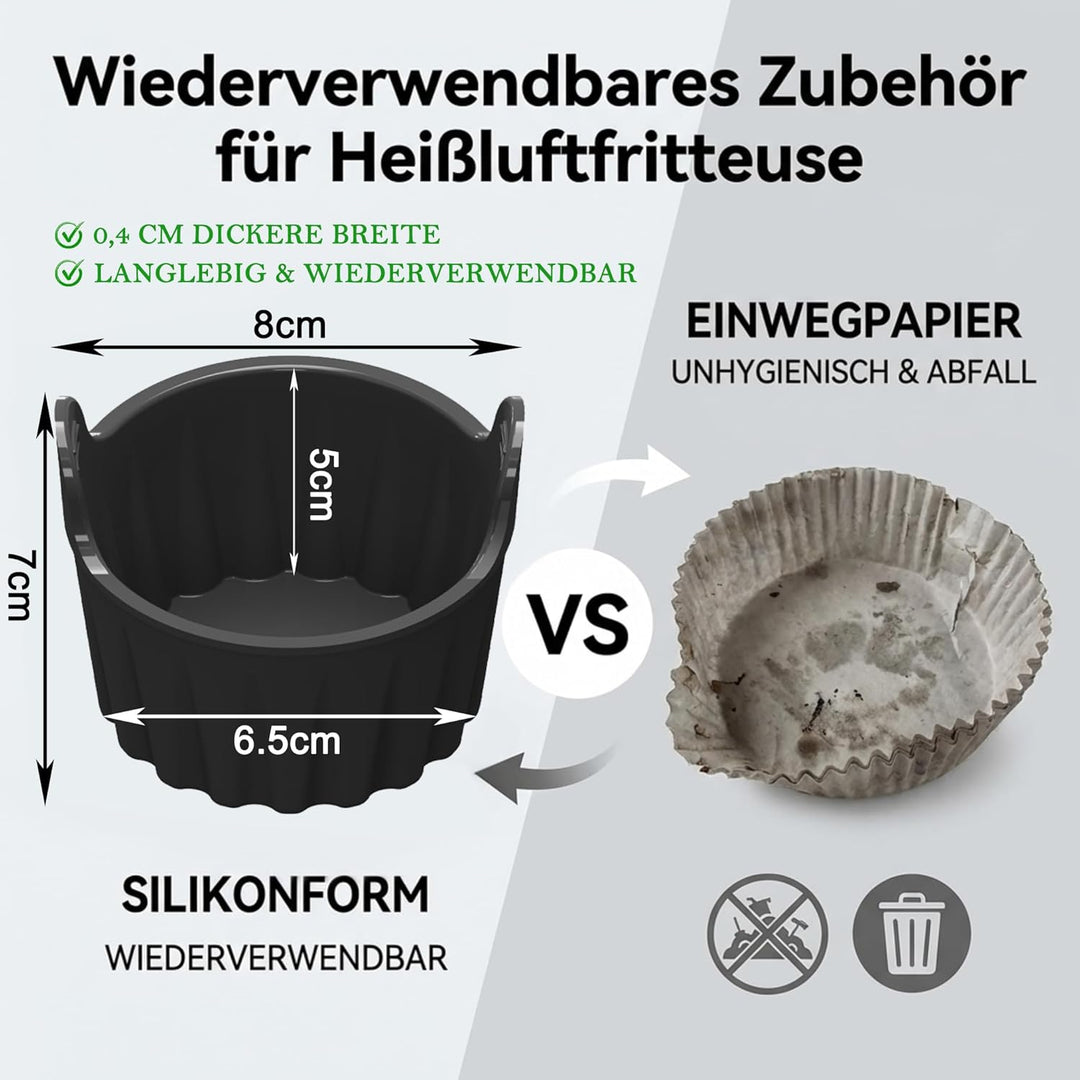 Heissluftfritteusen Silikonform Eierform, Ninja Heissluftfritteuse Zubehör Muffin Form, Airfryer Zub