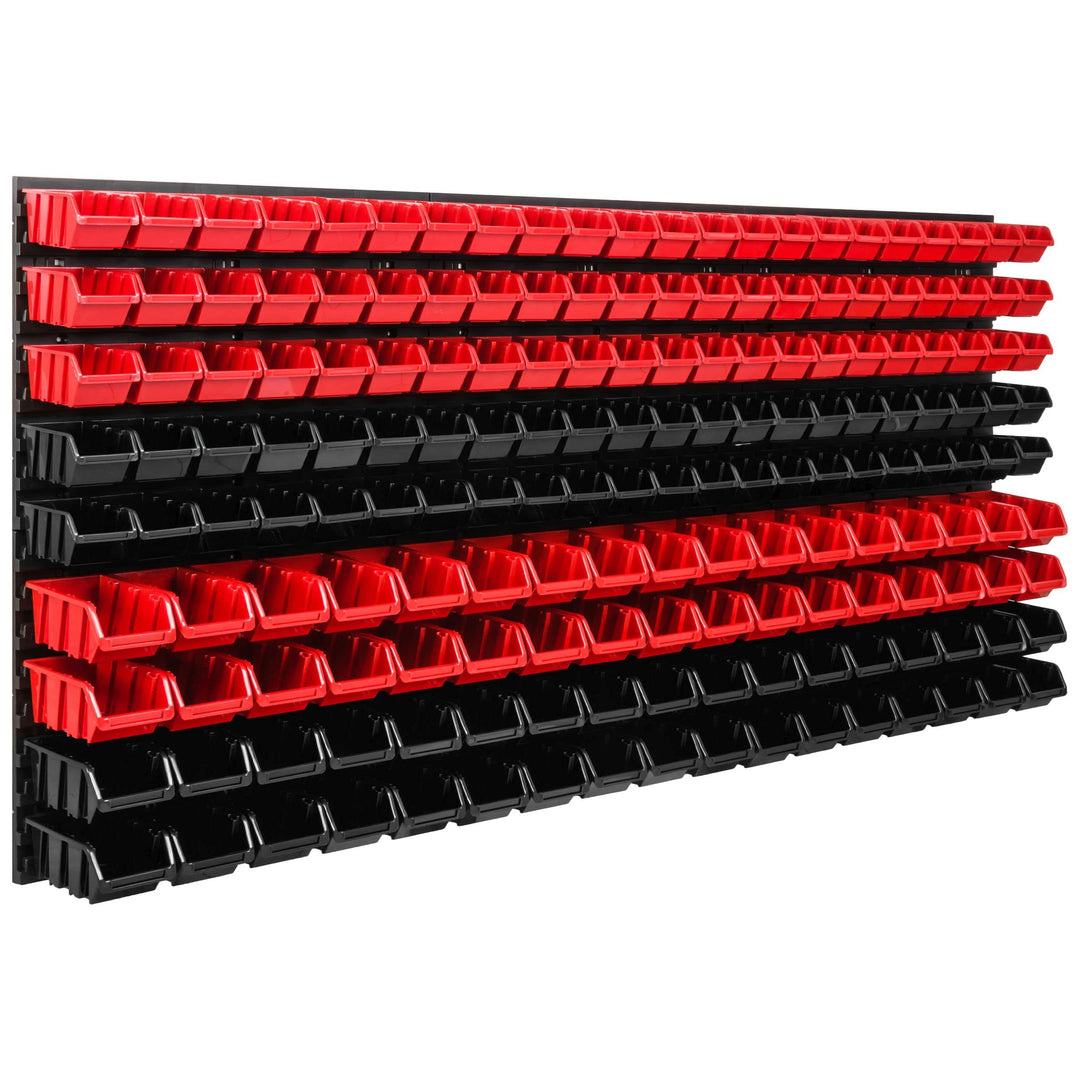 Lagersystem Werkstattregal | 172 x 78 cm | 178 stck. Box | Wandregal mit Stapelboxen - Wandplatten E