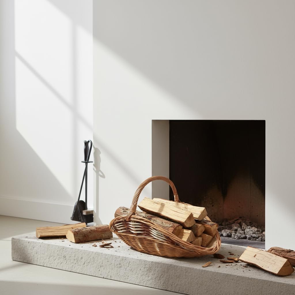 Weide-Kaminholzkorb für Holz cm mit Jute 60 x 34cm | Feuerholz korb | Holzkörbe | Kamin Aufbewahrung