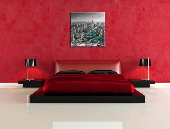 Pixxprint Hotel Burj al Arab mit Rennstrecke als Leinwandbild Quadratisch/Grösse: 70x70 / Wandbild/K