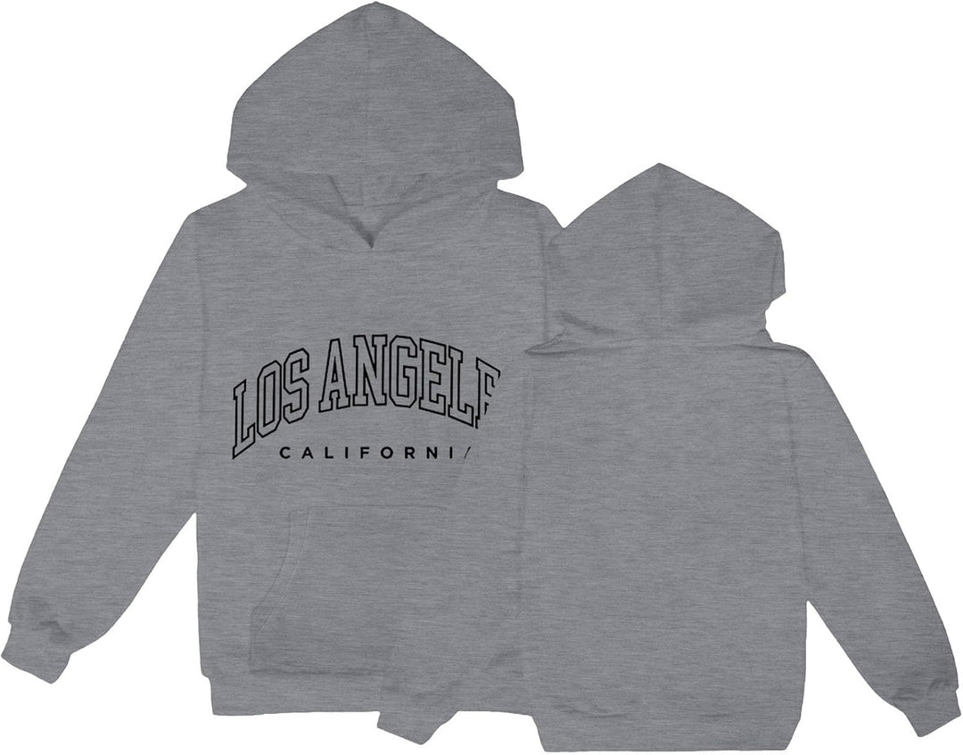 Zofedap LOS Angeles Hoodie Kinder Mädchen Teenager Oversize Kapuzenpullover Sweatshirt mit Taschen L