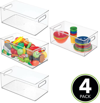 mDesign 4er-Set Spielzeugaufbewahrung – Aufbewahrungsbox aus stabilem Kunststoff – vielseitige Box m