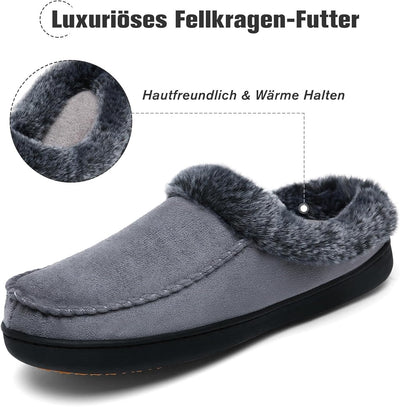 Mishansha Damen Winter Rutschfest Warme Hausschuhe Memory Foam Plüsch Pantoffeln, Gr.36-43 37 EU Str