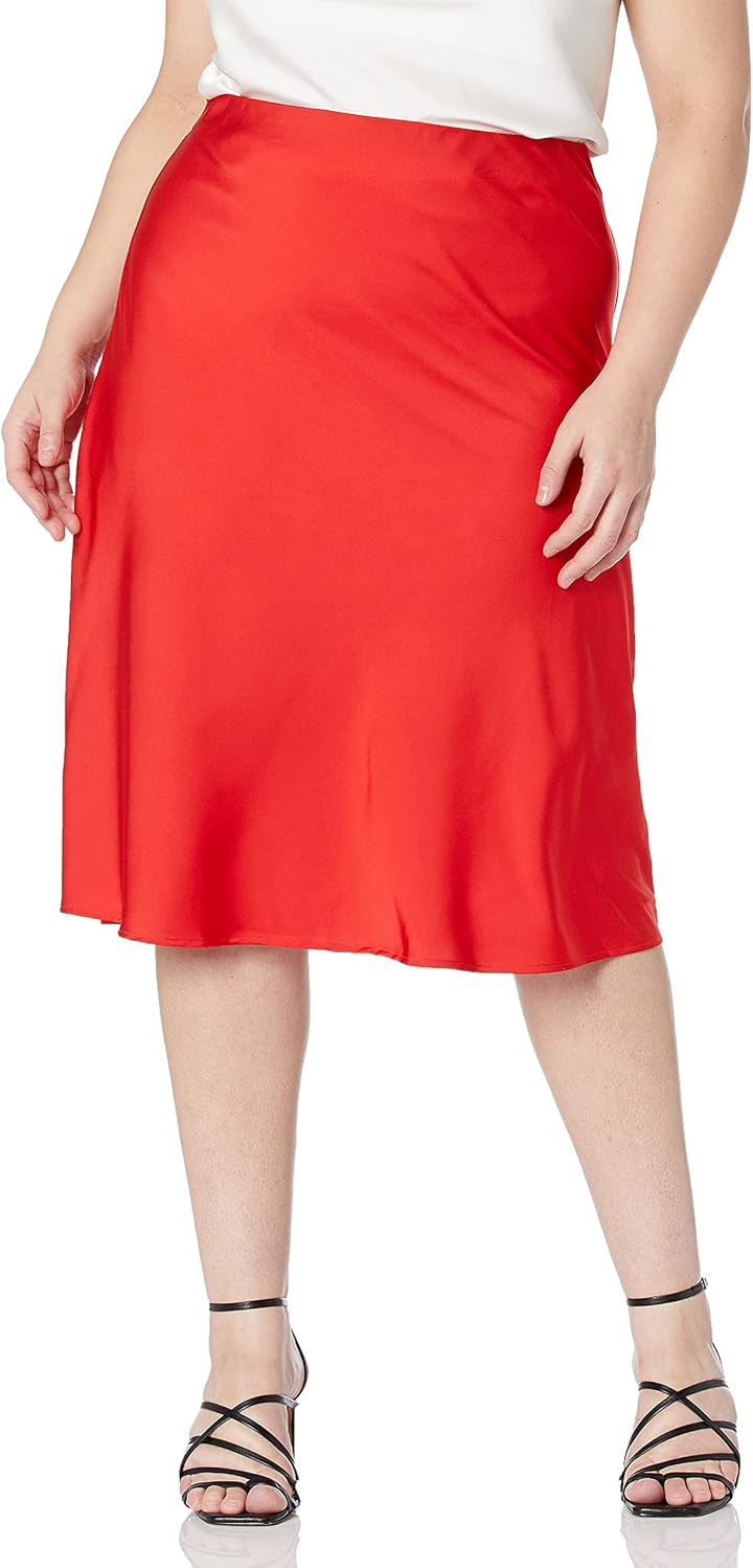 The Drop Damen Maya Rock, seidiger Slip-Skirt-Stil M Rot, M Rot