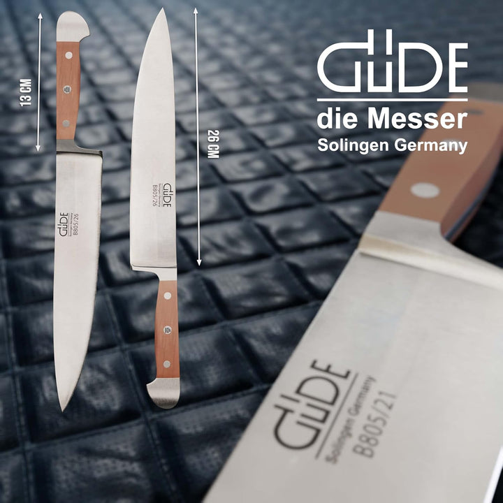 GÜDE Solingen - grosses Kochmesser geschmiedet, 26 cm, Birnenholz, ALPHA BIRNE, Küchenmesser, Doppel