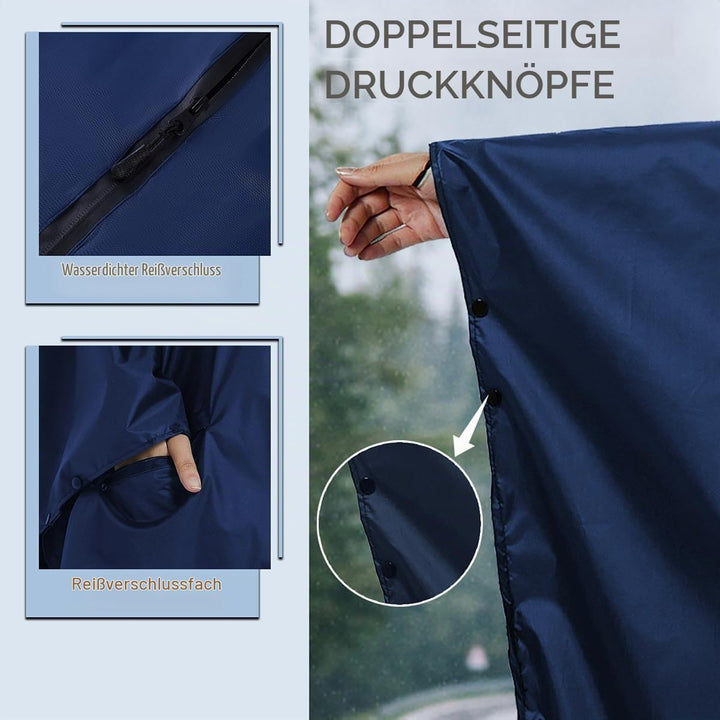 COLFEZY Crozylife Einheitsgrösse Unisex Wasserdichter Regenponcho mit Kapuze und Taschen Leichter tr