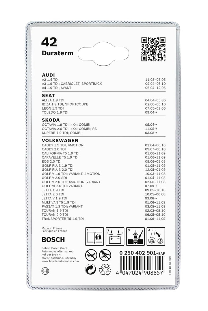 Bosch 42 - Duraterm High Speed - Blister – 2er Set - für dieselbetriebene Fahrzeuge Blister - 2er Se