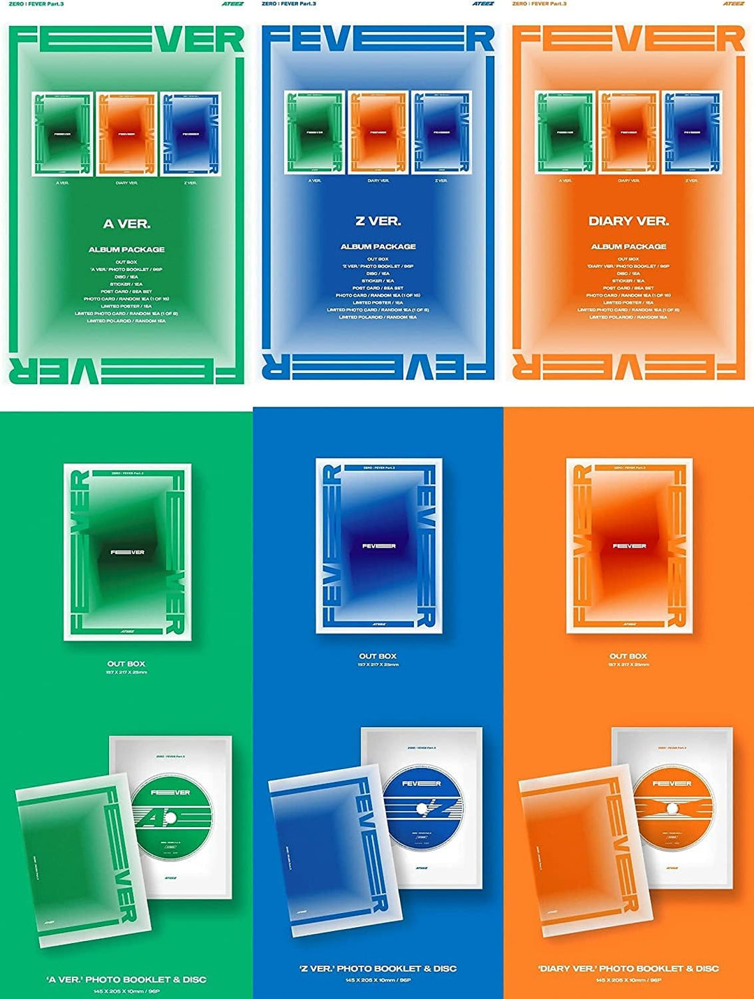 Genie Music ATEEZ – Zero : Fever Part.3 [A ver.] (7. Mini-Album) Album + limitiertes gefaltetes Post