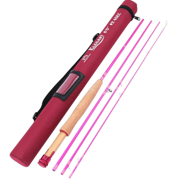 MAXIMUMCATCH Elegant Pink Fliegenrute für Damen, 2/5 wt, 6’6’’/9ft, 4 Teile Fliegenfischen Rute Comb