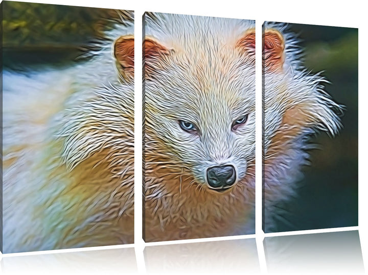 kleiner Polarfuchs NewArt 3-Teiler Leinwandbild 120x80 Bild auf Leinwand, XXL riesige Bilder fertig