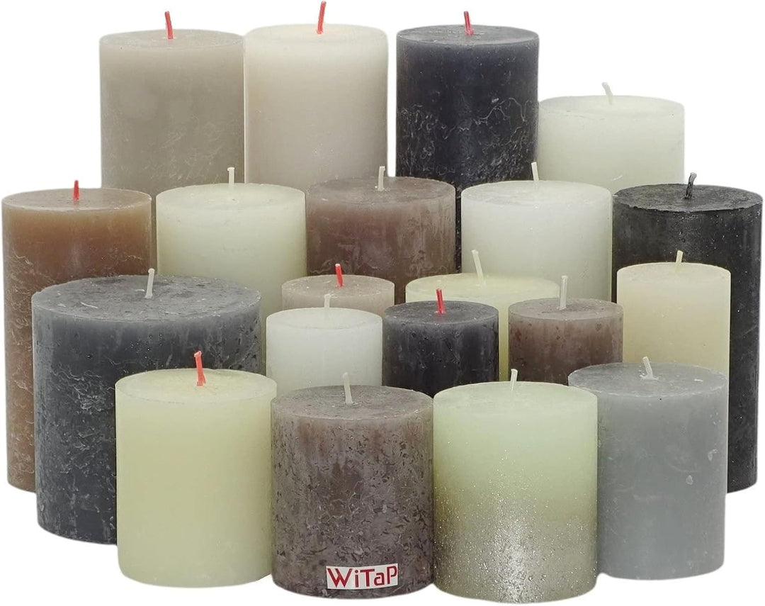 6 kg Rustic Stumpenkerzen durchgefärbt Rustik Qualität Kerzen Set Kerzenpaket Mix gemischt nach Farb