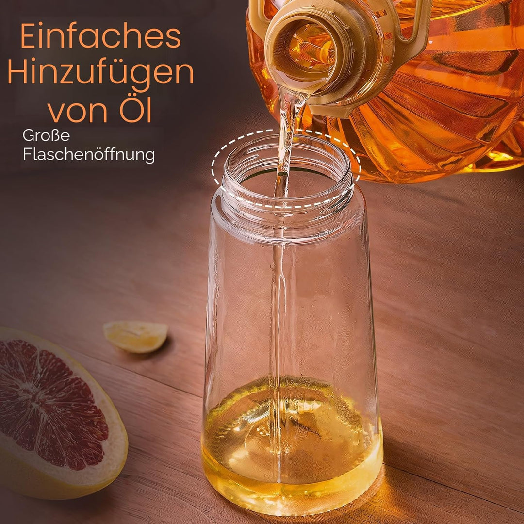 YARRAMATE 2 Stück 2 in 1 Ölsprüher für speiseöl, 470ml Öl Sprühflasche lebensmittelecht, Ölspray zum