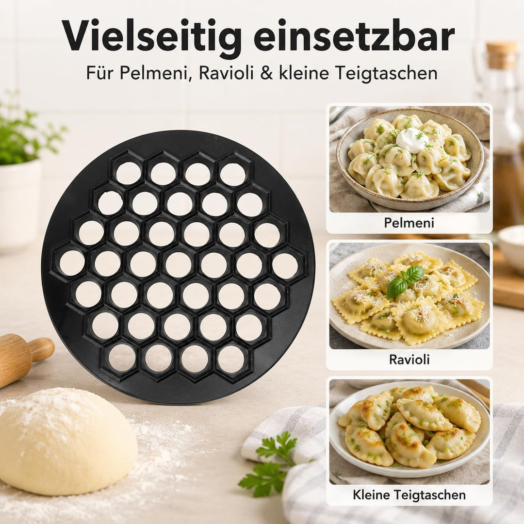 Pelmeni Form, Russischer Ravioli Maker aus massiver Aluminiumlegierung mit 37 Löchern, Teigtaschenfo