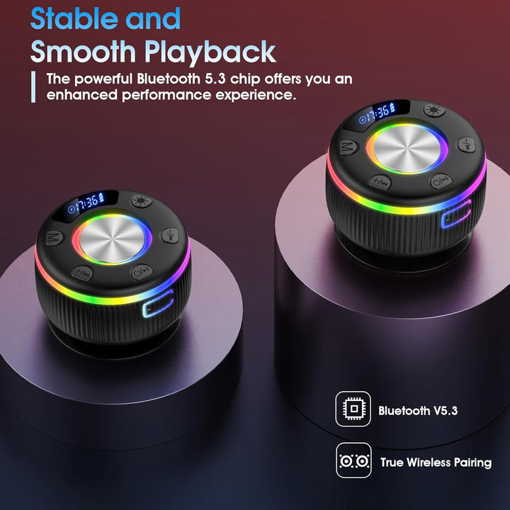 Bluetooth Lautsprecher Dusche, Musikbox bluetooth mit RGB Lichtshow, IP7 WasserdichterBluetooth Dusc