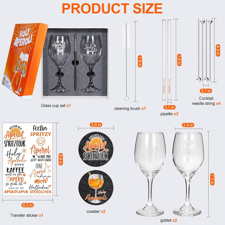 2er Set Apero Geschenkset - AperoGläser mit Gravur | Glasstrohhalme | untersetzer, CocktailGläser, A