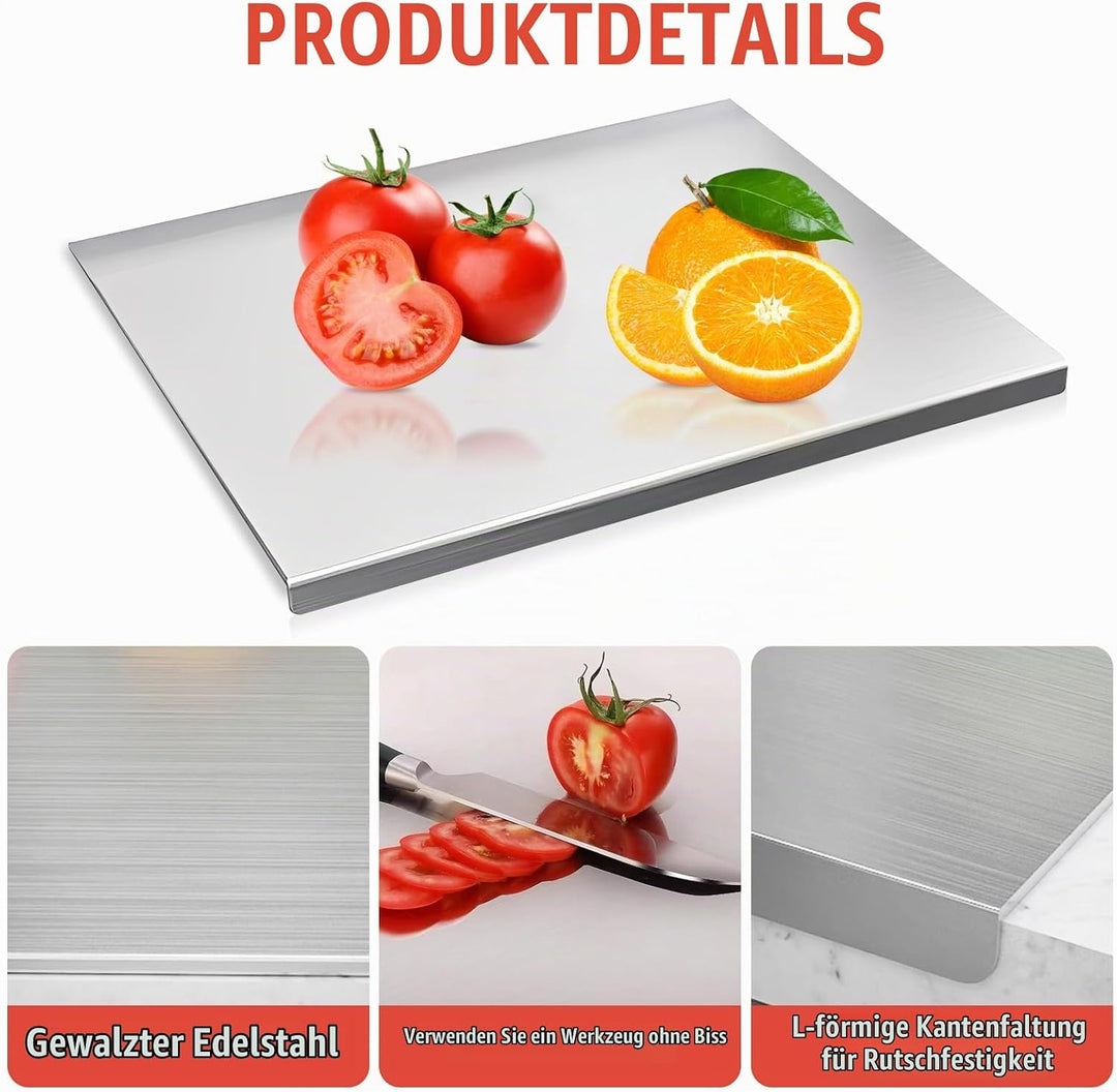 Edelstahl Schneidebrett 30 x 40cm, Arbeitsplatte Küche Schneidbrett, Stainless Steel Cutting Board,