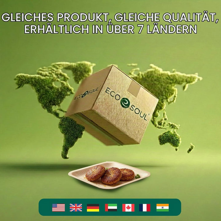 ECO SOUL 100% kompostierbare 15 cm, quadratische Palmblatt Teller [200 Stück] |Premium Palmblatt Ges