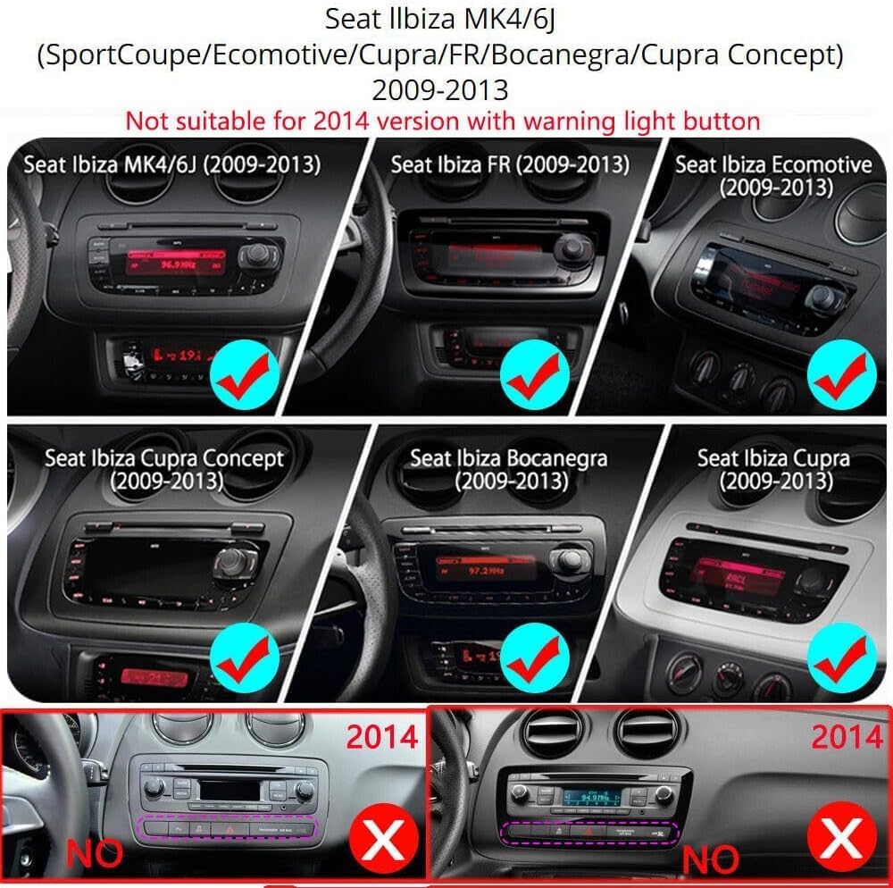 Hikity für Seat Ibiza 6J 2009-2013 Radio [4+64GB] Android 15 Autoradio CarPlay Android Auto Wireless