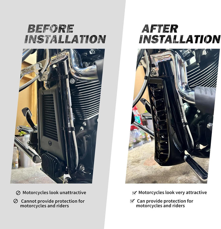 HDBUBALUS Schwarze untere vordere Kinnspoiler Air Dam Verkleidung Abdeckung für Harley Softail Stree