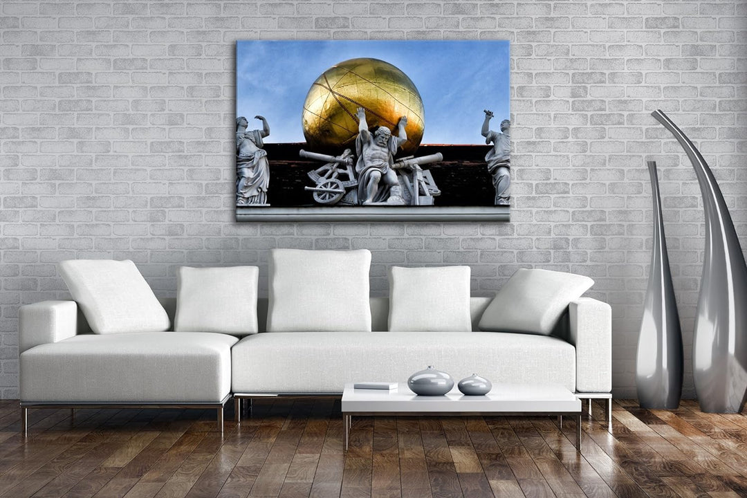 deyoli Atlas Skulptur in Vienna Österreich Format: 100x70 als Leinwand, Motiv fertig gerahmt auf Ech