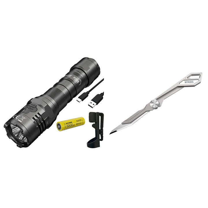 Nitecore Unisex P20iX taktische Hochleistungstaschenlampe, schwarz, Einheitsgrösse & NTK05 Ultra Tin