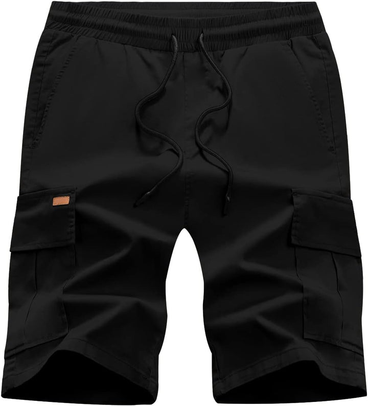 JMIERR Kurze Hosen Herren Baumwolle Cargo Shorts Herren Sommer Freizeithose mit Taschen S A Schwarz,