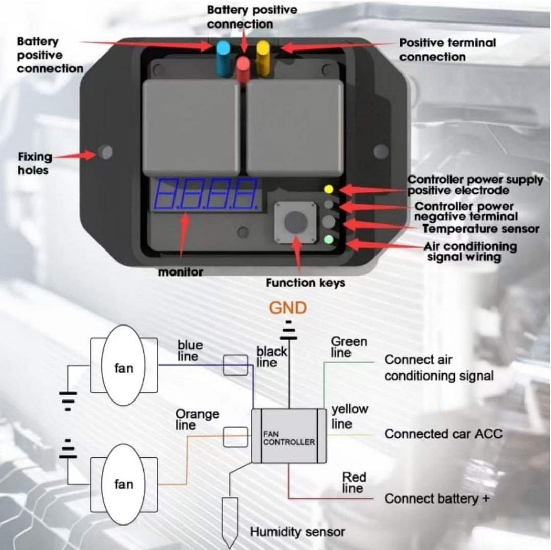 Gebildet Digitaler Elektrischer Radiator Doppellüfter Controller Schalter Set, 12V/24V Universal Dig