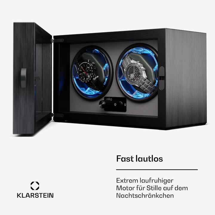 Klarstein Uhrenbeweger für Automatikuhren, Automatik-Uhrenbeweger für 2 Uhren mit Acryl-Tür, Automat