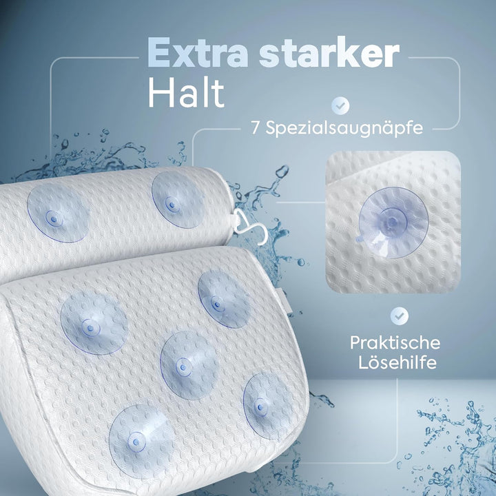 Badewannenkissen • Ergonomisches &amp; Muskelentspannendes Premium Badekissen • Neuer 5D Spezial-Schaum