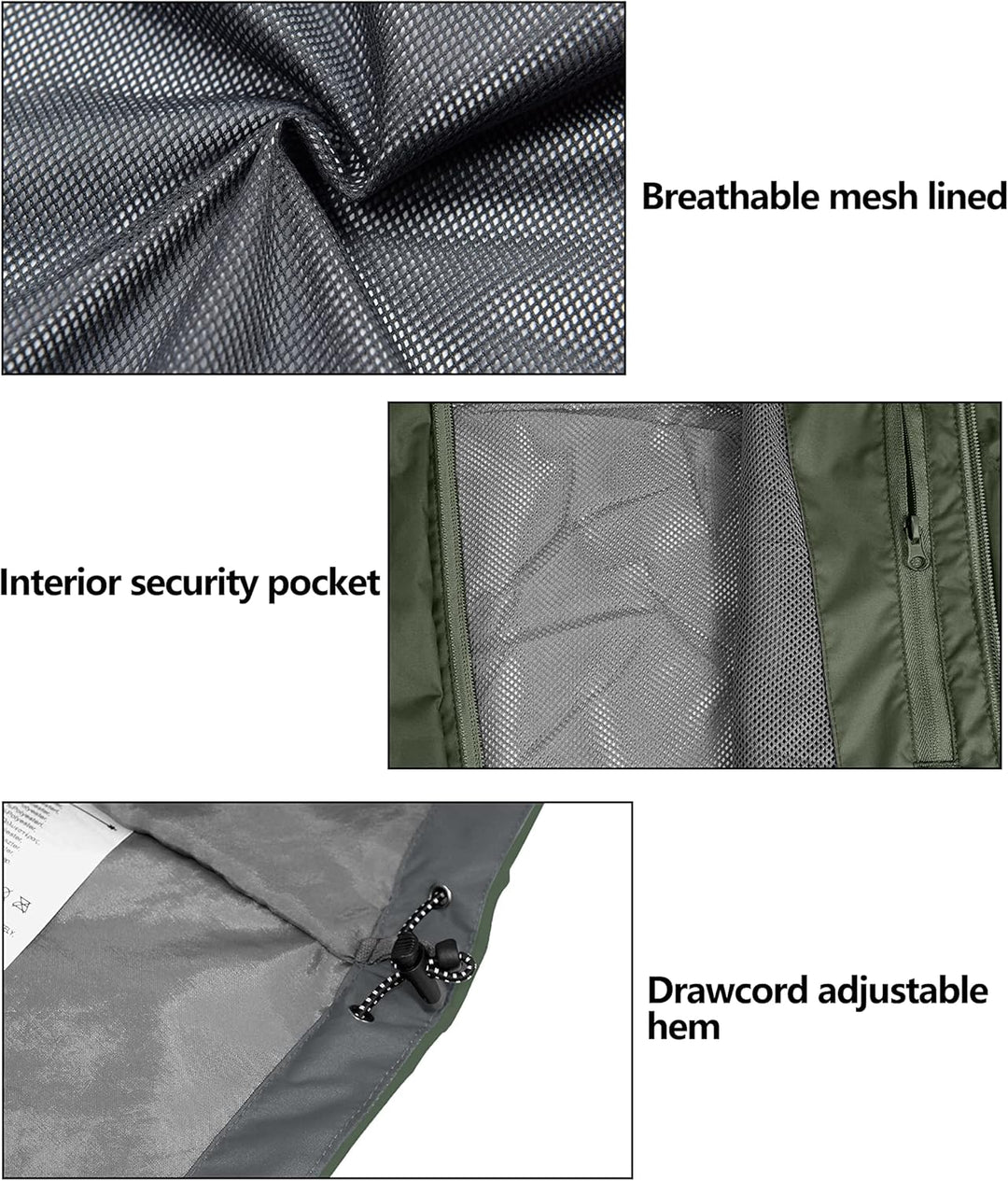 Little Donkey Andy Damen wasserdichte Regenjacke Leichte atmungsaktivem Regenjacke für Outdoor-Windb