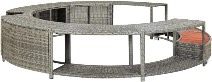 Festnight Whirlpool Umrandung Poly Rattan mit Stauraum Poolumrandung Poolverkleidung Stahlrahmen Whi