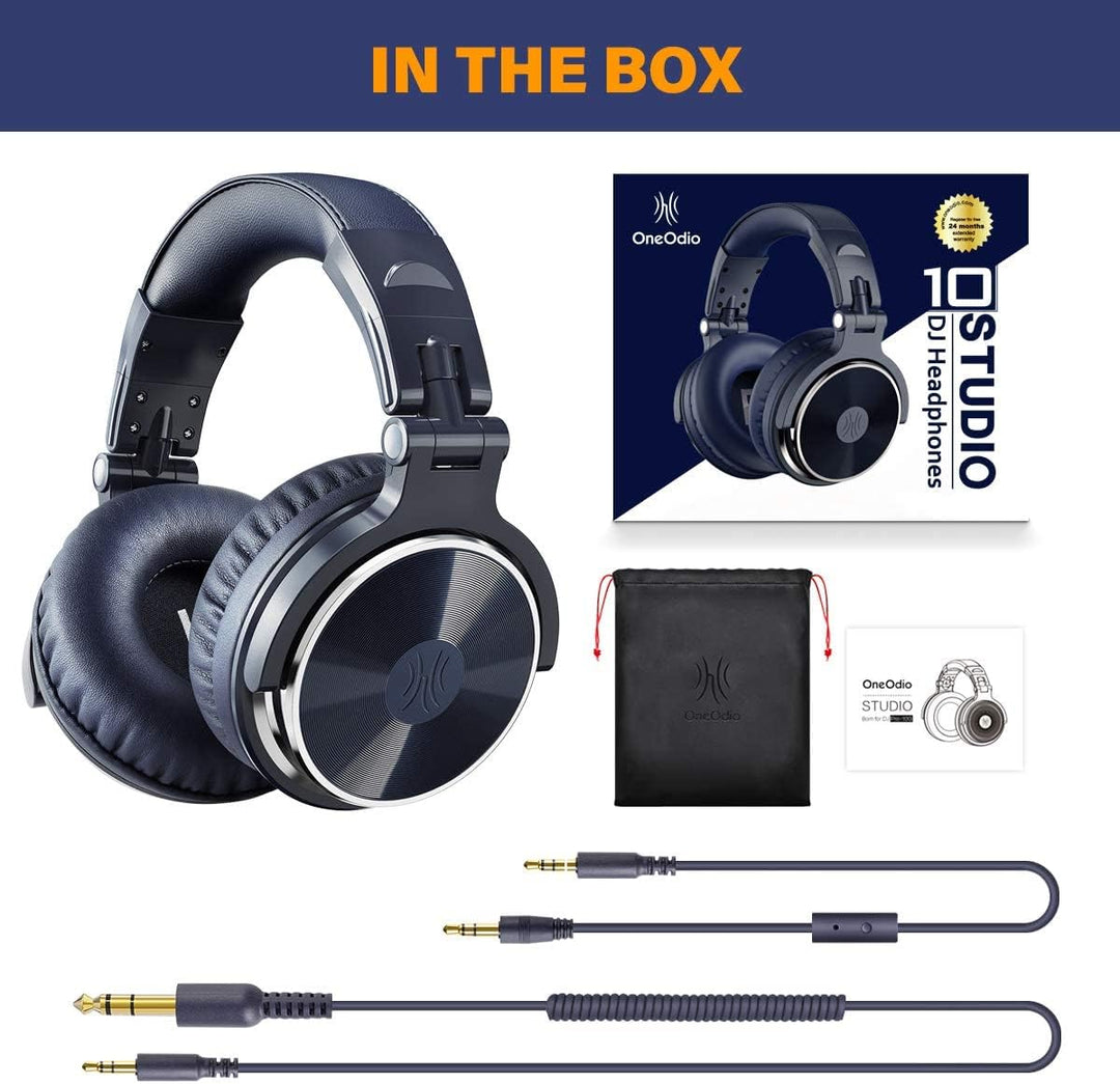 OneOdio Pro-10 Over-Ear-Kopfhörer, kabelgebundene DJ-Bass-Headsets mit 50-mm-Treiber, faltbar, leich