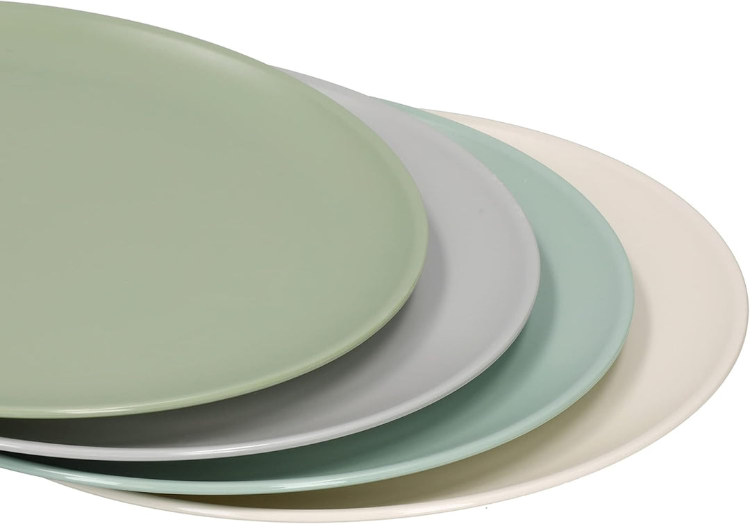 KitchenCraft 4er-Set Teller aus Melamin, mehrfarbige Teller aus der Colourworks Design Kollektion, B