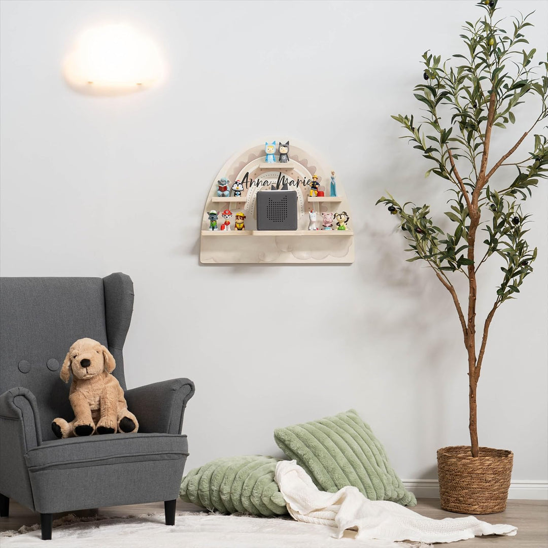 Geschenkfreude Personalisiertes Tonie Regal Mädchen Kinderzimmer - Kinder Wandregal für Tonie Hörfig