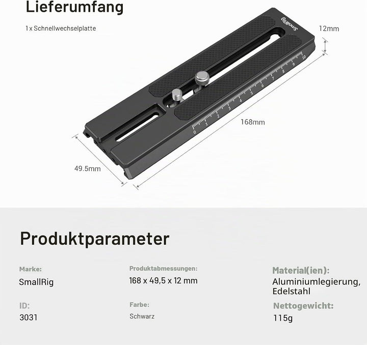 SMALLRIG RS2 RS3 RS3 Pro Extended Quick Release Plate erweiterte Schnellwechselplatte für DJI RS 2 /