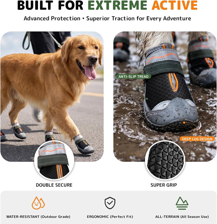 Gimars Pfotenschutz Hundeschuhe, wasserdicht und rutschfest, atmungsaktiv für Outdoor und heisse Geh