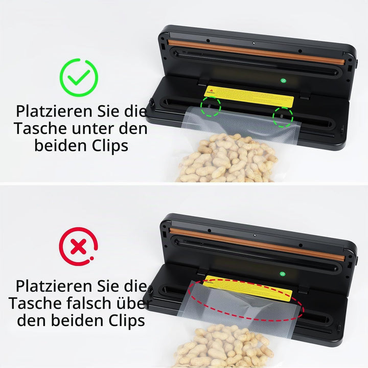 Vakuumiergerät, 6 in1 Vakuumierer mit 50 Vakuumbeuteln, Versiegelungsgerät für Frische, Trockene Leb