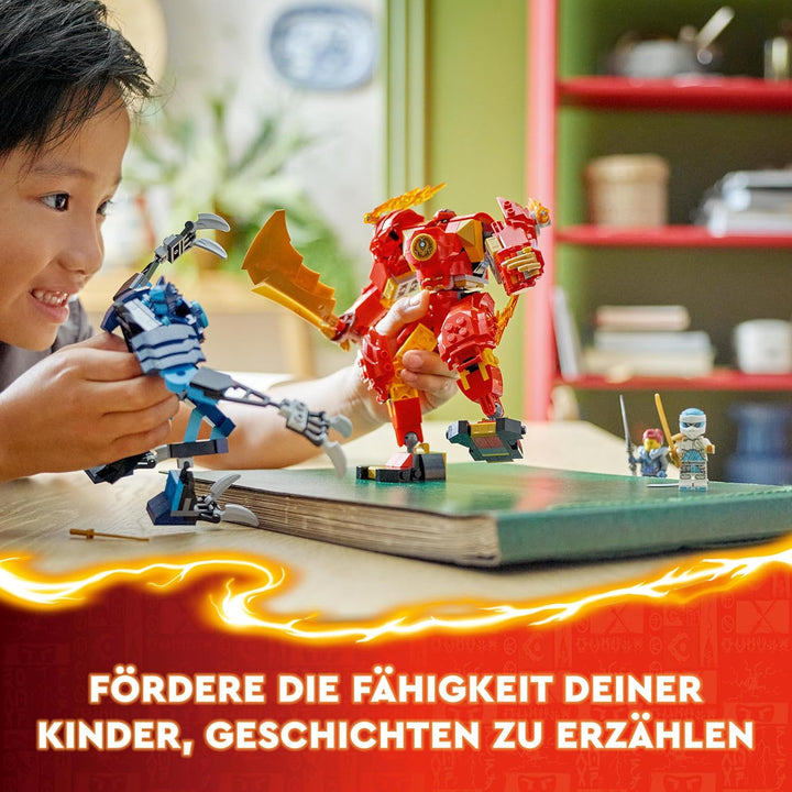 LEGO NINJAGO Kais Feuermech, Actionfiguren-Spielzeug für Kinder mit roter Mech-Figur zum Umgestalten