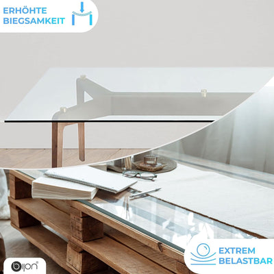 bijon Glasplatte Tisch ESG Sicherheitsglas Rechteck - Für Esstisch, Couchtisch, Gartentisch, Schreib
