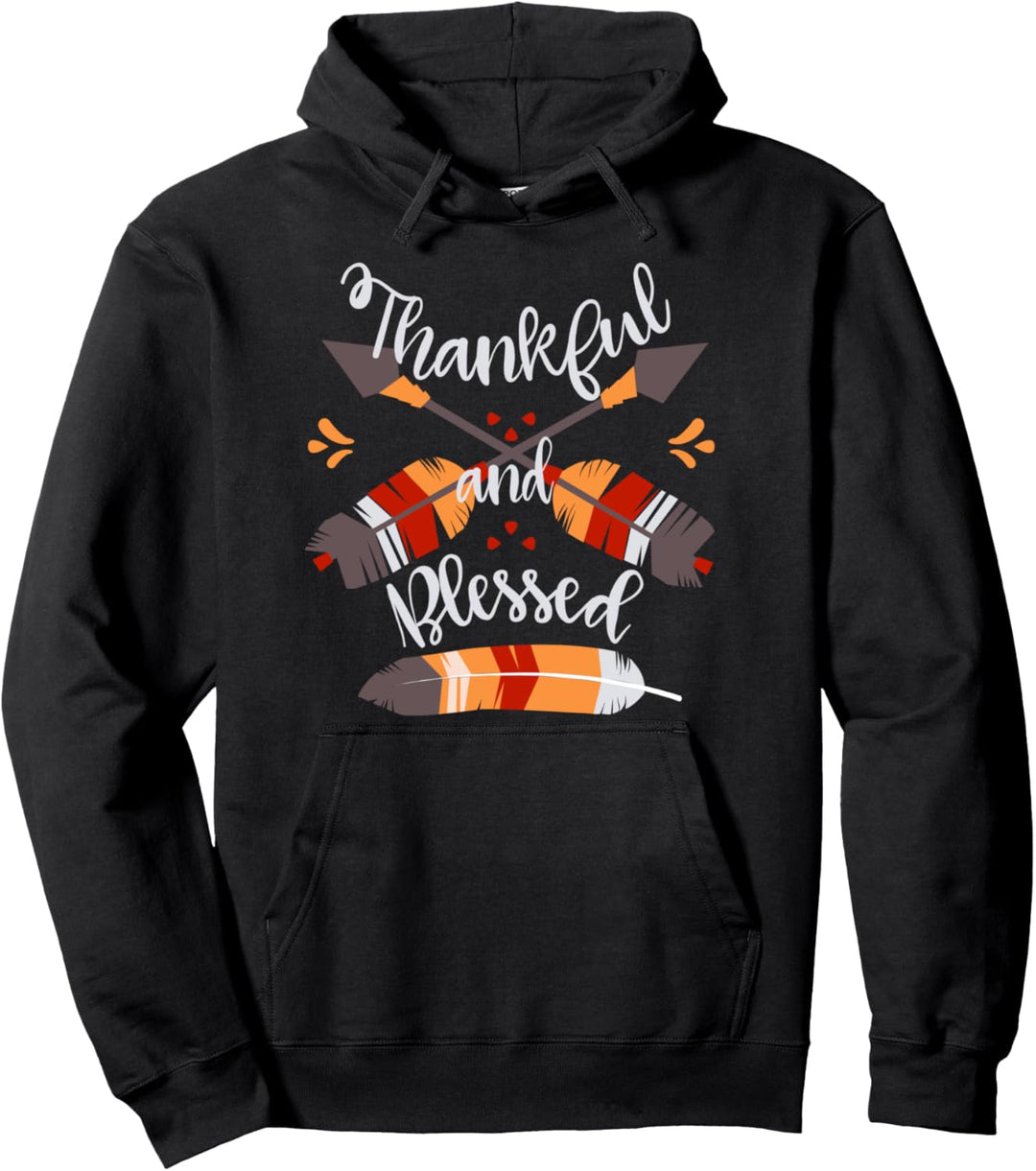 Dankbar und gesegnet Happy Thanksgiving Federpfeil Pullover Hoodie